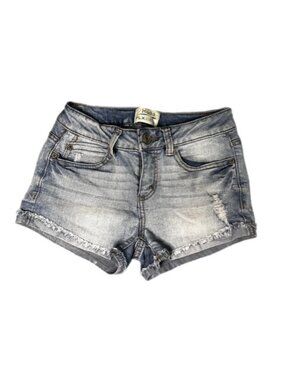 Mudd Flx Stretch Distressed Denim Shorts Light Wash Size 0